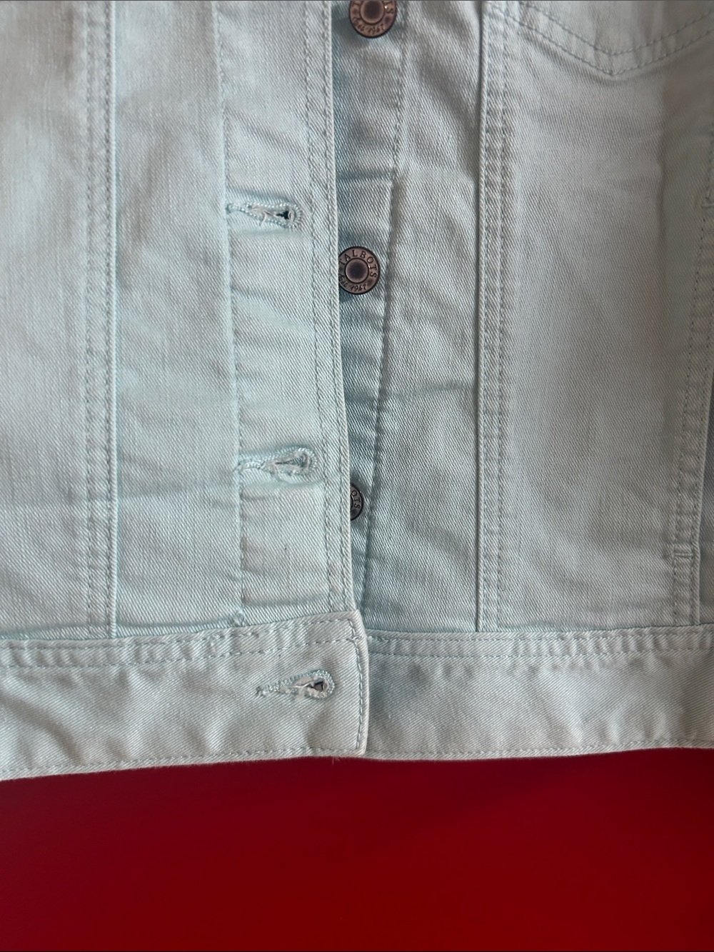 Talbots Pastel Mint Denim Jacket size medium - Picture 4 of 7